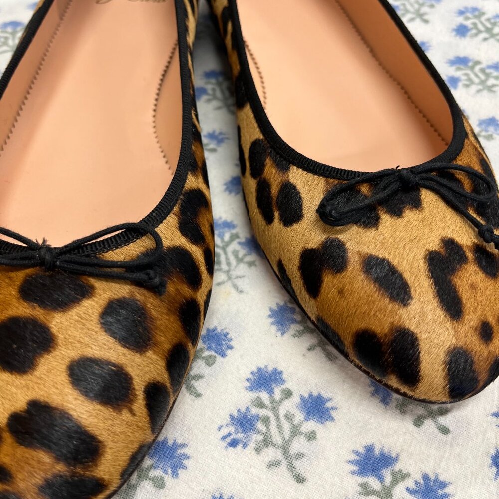 NIB J.Crew leopard print calf hair ballet flats - Picture 2 of 16